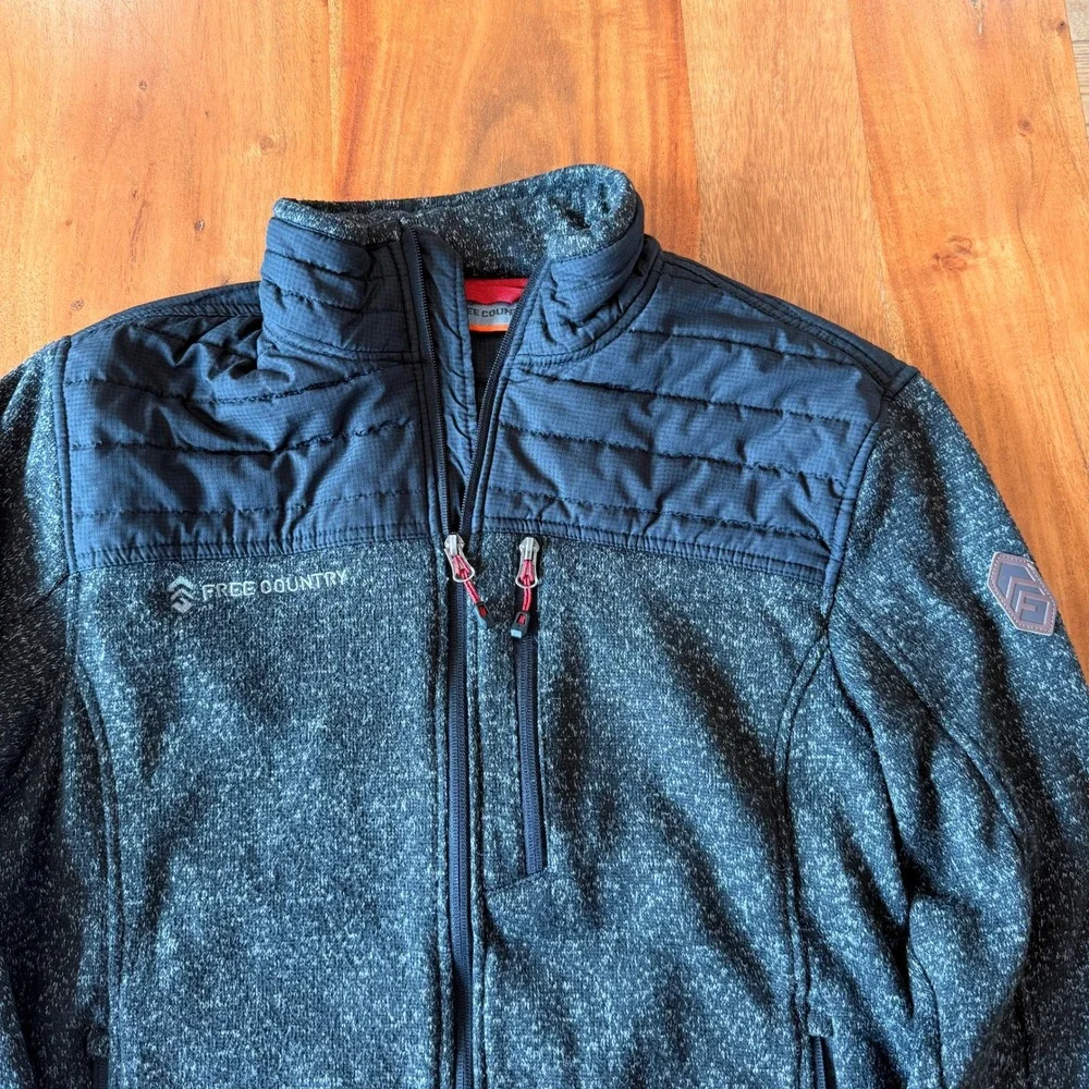 Free Country Men's Black Frore Sweater Knit Fleece Jacket Size M